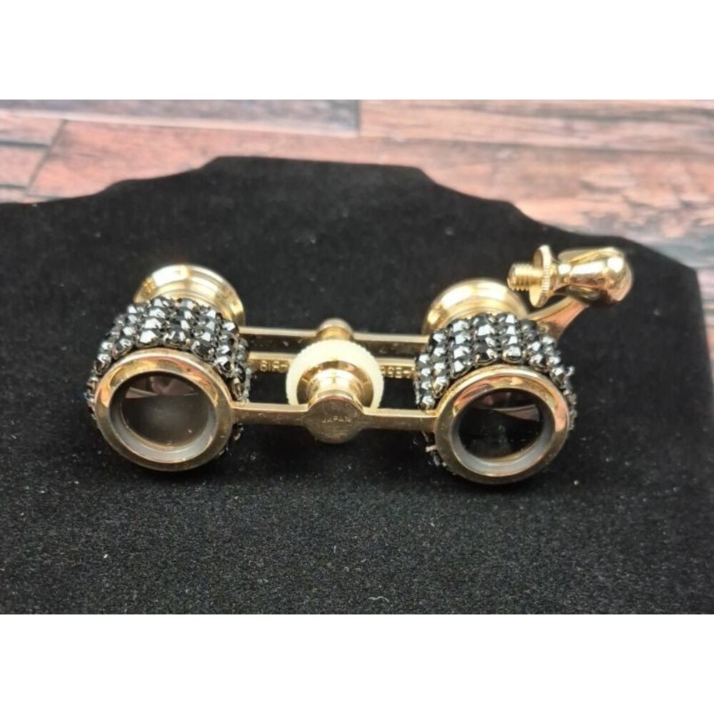 Vtg Mignon 2.5X Black Rhinestone Opera Glasses J-E56 & J-B19 Japan Theatre‎ Glam